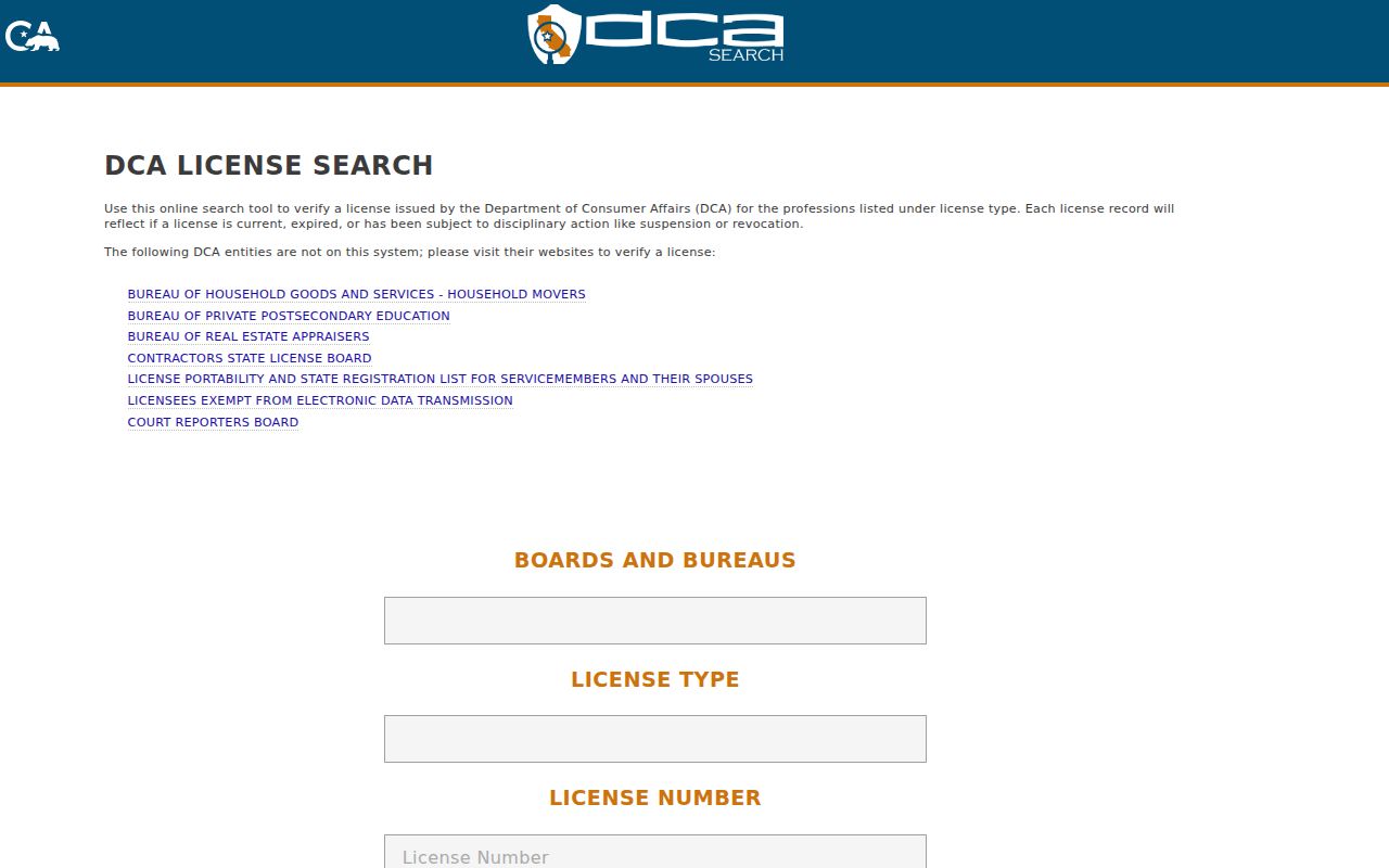 San Bernardino County residents directory California professional license search