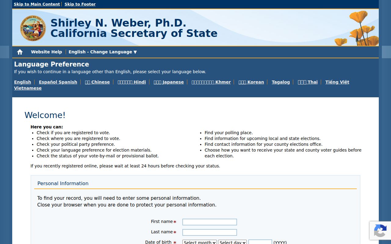San Bernardino County residents directory California voter status lookup
