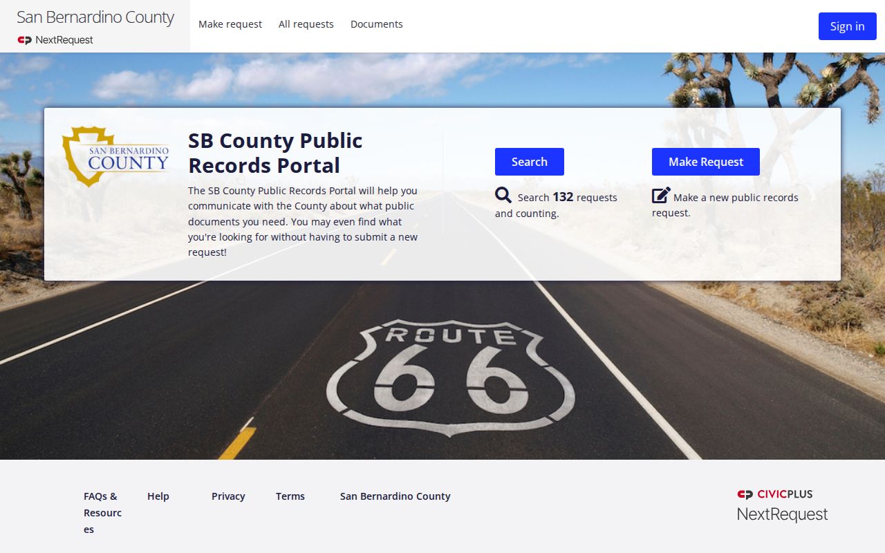 San Bernardino County residents directory public records request portal