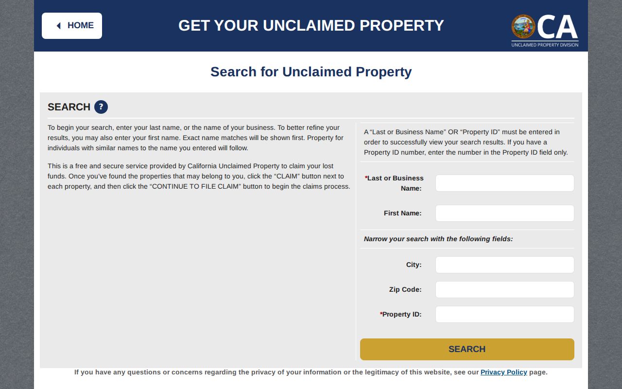 San Bernardino County resident lookup California unclaimed property search