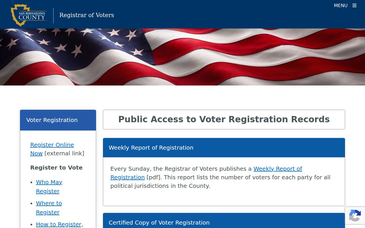 San Bernardino County resident lookup county voter record access