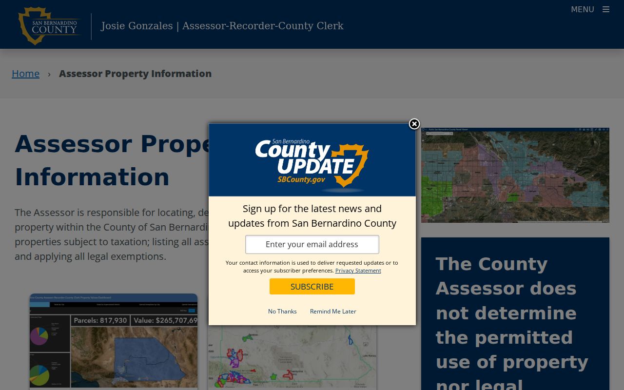 San Bernardino County street directory assessor property search